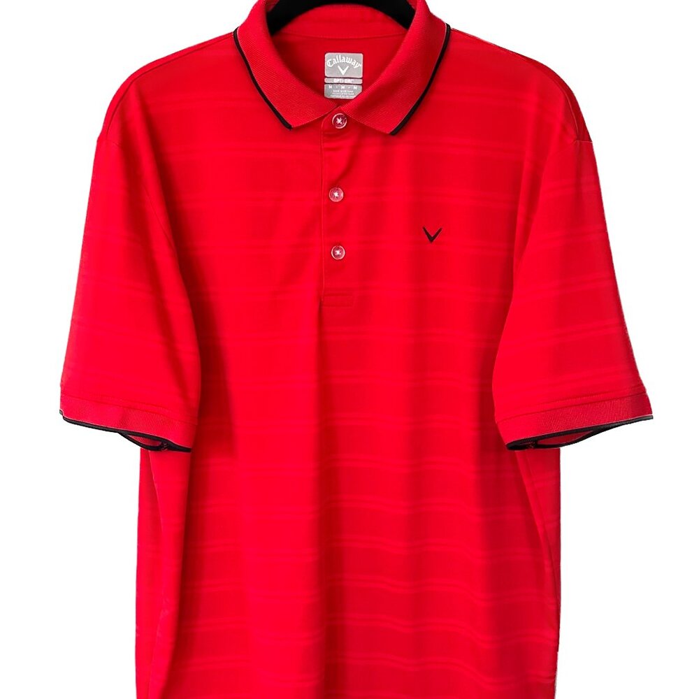 Callaway Men's Opti-Dri Golf Polo Shirt Red Striped M
